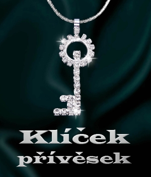 Klíček přívěsek - strass stříbřený